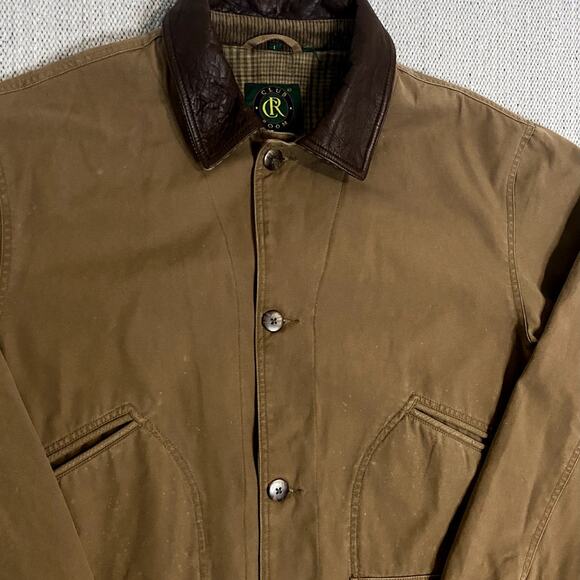 Club Room Vintage Upland Hunting Jacket Men L Brown Corduroy/Leather Trim Canvas - Picture 3 of 14